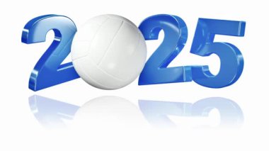 Voleybol 2025 Beyaz Arkaplanda Sonsuz Dönüşüm dizaynı