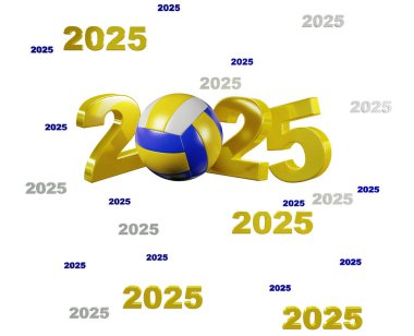 Birçok Plaj Voleybolu 2025 Beyaz Arkaplan Tasarımı