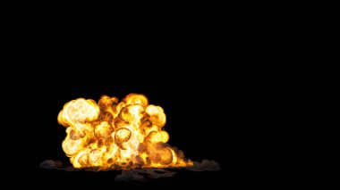 Dense Orange and bubbly Explosion with Dark Smoke with lots of details and turbulences on a black background clipart