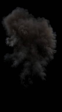 Dense and Grey Smoke of the end of Aerial Large Explosion on a black background clipart