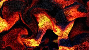 Kırmızı turuncu ve siyahın tonlarında parlayan küçük küreler içeren soyut dinamik şablon, çikolatalı, sıvı benzeri bir etki yaratıyor.