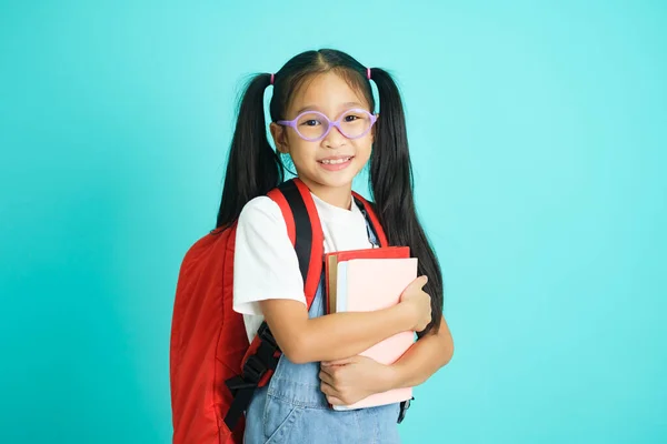Close Criança Estudante Usando Óculos Ela Bonito Bonito Alegre Atraente — Fotografia de Stock