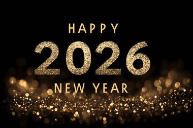 Gold and glittery background with the number 2026 in gold letters. The background is a gold glittery sparkly effect, giving the image a festive and celebratory mood