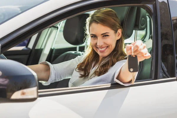Shot Attractive Young Business Woman Holding Her Car Keys While — Stock Photo, Image
