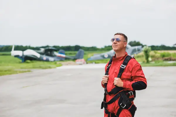 Paracaduter Prepara Primo Salto Tandem Paracadutismo — Foto Stock
