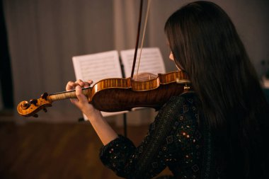 Genç yaşta, bu genç kemancı keman çalmayı seviyor.