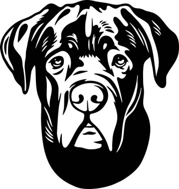 Cane Corso - Komik Köpekler Ayrıntılı Vektör - Hayvan Vektörü Portresi, Köpek Silueti Şablonu