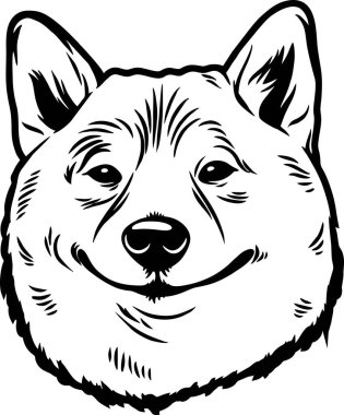 Akita Inu - Komik Köpekler Ayrıntılı Vektör - Hayvan Vektörü Portresi, Köpek Silueti Şablonu