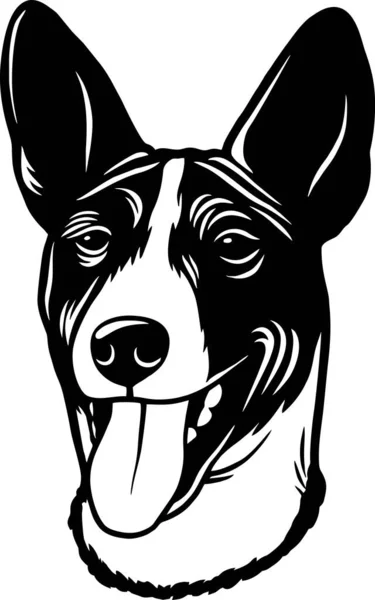 Basenji Cães Engraçados Vetor Detalhado Pet Vector Portrait Estêncil Silhueta —  Vetores de Stock