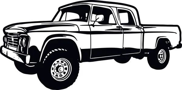 Classic Truck 90S Muscle Car Klasyczny Samochód Stencil Sylwetka Vector Ilustracja Stockowa