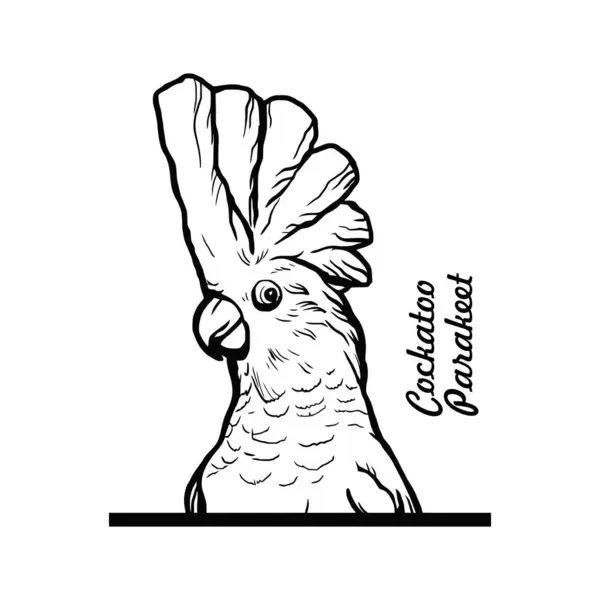 Cockatoo Papegoja Comic Animal Funny Animal Wildlife Stencil Vektor Clipart Royaltyfria Stockvektorer