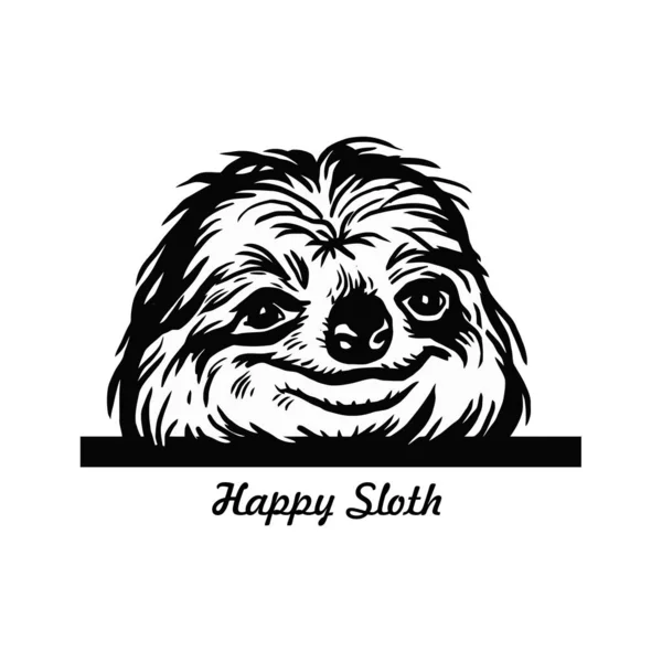 Happy Sloth Comic Animal Funny Animal Wildlife Stencil Vektor Előfizetői Jogdíjmentes Stock Illusztrációk