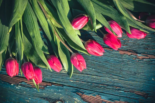 Fondo Abstracto Arte Con Tulipanes Primavera Madera Para Diseño —  Fotos de Stock