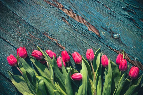 Kunst Abstrakten Hintergrund Mit Frühling Tulpen Auf Holz Für Design Stockbild