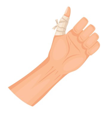 Hands injured skin and procedures of bandaging. First aid for wound. Medicine cure or treatment. First emergency help for human hand trauma.