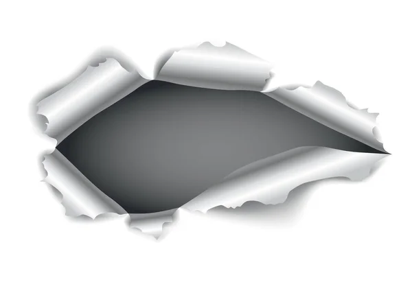 Paper Hole Gray Torn Paper Torn Sides Dark Paper Background — Stockvektor