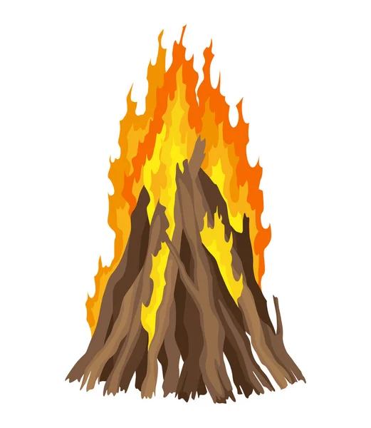 Fireplace Campfire Type Burning Wood Travel Adventure Symbol Vector Bonfire — Stock Vector