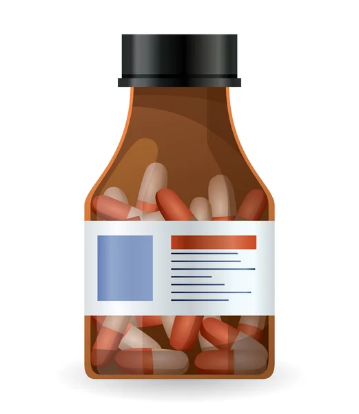 Pill Bottle Label Pills Medical Jar Pills Drugs Tablets Capsules — Image vectorielle