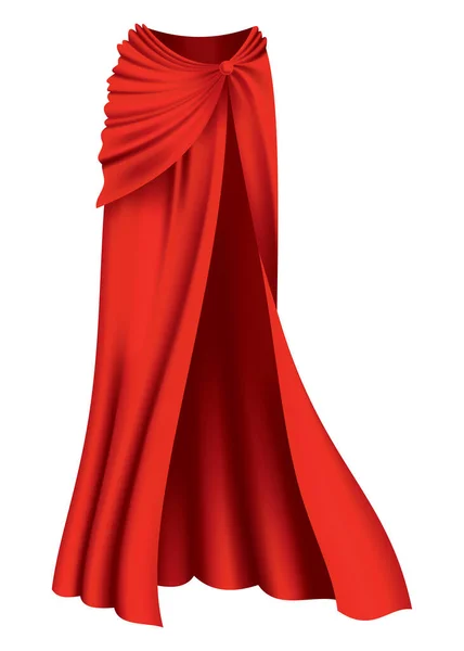 Capa Vermelha Super Herói Vista Frontal Casaco Seda Tecido Escarlate — Vetor de Stock