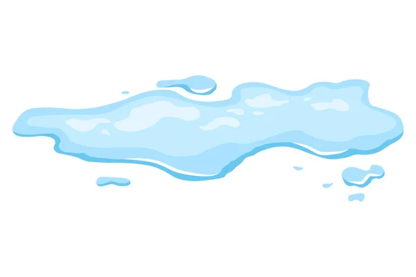 Калюжа Розливу Води Синя Рідка Форма Стилі Плоского Мультфільму Чистий — стоковий вектор