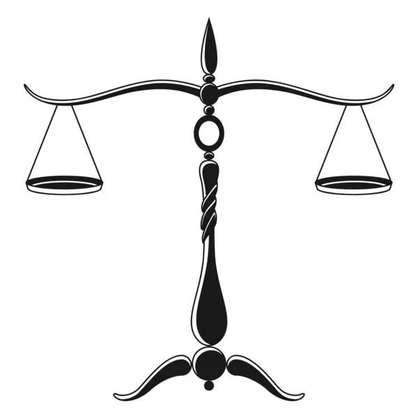 公正的天平轮廓 机械天平 法律与判断的象征 惩罚与真理 测量装置 矢量单色图标 — 图库矢量图片