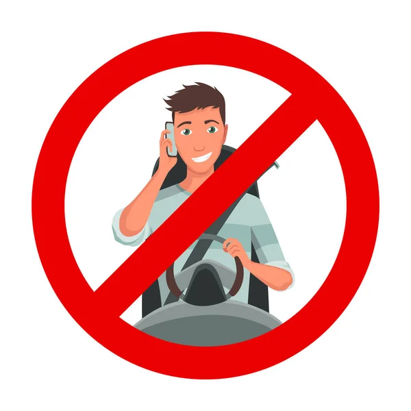 Phone While Driving Safety Driving Rules Use Mobile Keep Your — Stock Vector