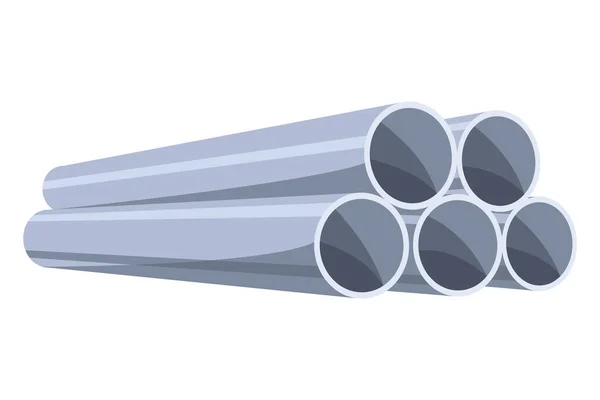 Baumaterial Haufen Von Stahlrohren Oder Tubel Cartoon Zubehör Für Gebäude — Stockvektor