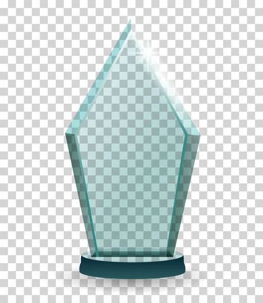 Glazen Trofee Prijs Winnaarsprijs Van Transparant Materiaal Prestatieglas Voor Winnaarskampioen — Stockvector