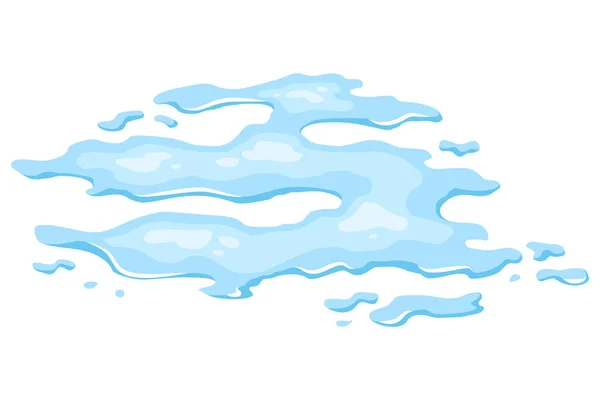 Flaque Eau Forme Liquide Bleue Dans Style Dessin Animé Plat — Image vectorielle