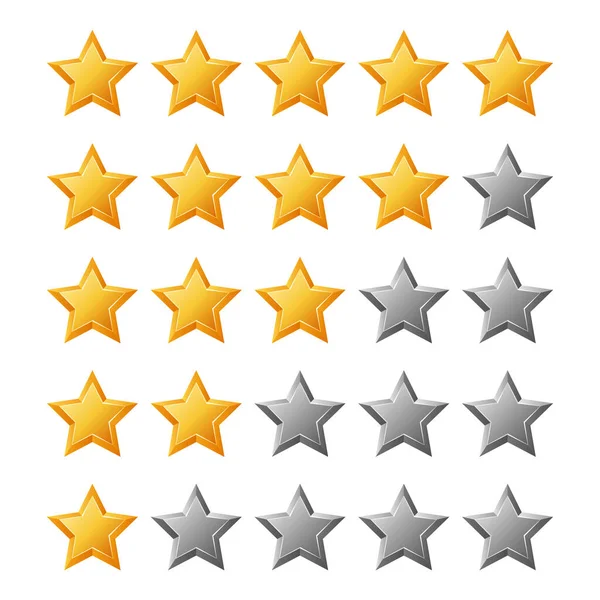 金の星の評価 フィードバック 評判と品質コンセプト アプリやウェブサイトのレビューフラットアイコンを評価する5つ星の顧客製品レビュー 評価制度 — ストックベクタ