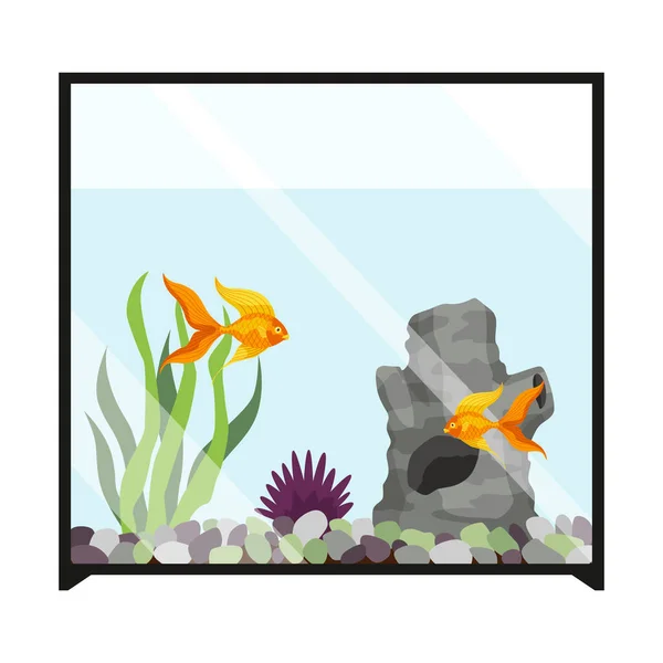 Realistic Aquarium Fish Algae Decoration Aquaria Kit Undersea Castle Cute — 图库矢量图片