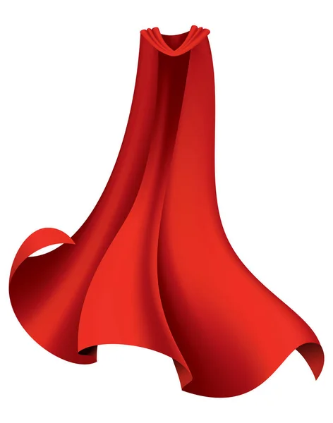 Superhjälte Röd Mantel Framför Oss Scarlet Tyg Silke Mantel Mantel — Stock vektor