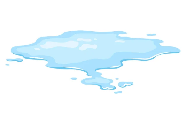 Pozzanghera Fuoriuscita Acqua Forma Liquida Blu Stile Fumetto Piatto Pulito — Vettoriale Stock