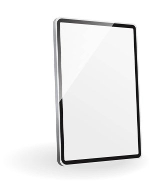 Elektronik cihaz modeli. Beyaz masa. Modern, premium donanımın yeni versiyonu. Beyaz arkaplanda izole edilmiş gölge şablonu.