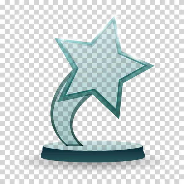 Glazen Trofee Prijs Winnaarsprijs Van Transparant Materiaal Prestatieglas Voor Winnaarskampioen — Stockvector