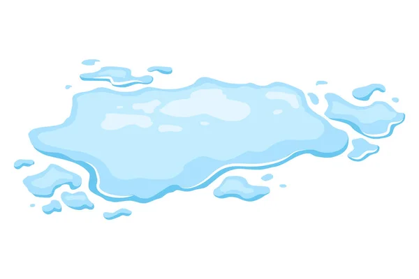 Een Plas Water Blauwe Vloeibare Vorm Platte Cartoon Stijl Clean — Stockvector