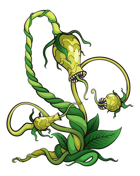 Ясоїдна Рослина Мультяшний Мухоловка Або Квітковий Хижак Злий Квітка Зубами — стоковий вектор