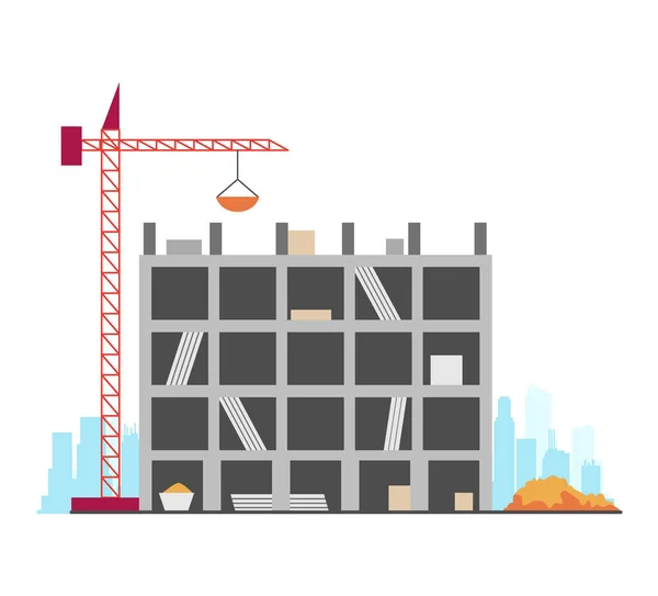 Construction Site Stage Multi Story House Construction Building Process Build — Wektor stockowy