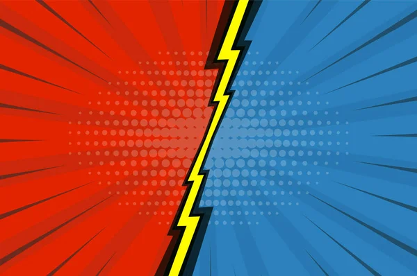 Comic Book Background Cartoon Lightning Retro Pop Art Style Blank — Stock Vector