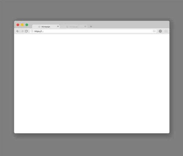ブラウザのモックアップ Web画面 影とインターネットの空のページの概念 グレーを基調としたモダンな窓デザイン — ストックベクタ