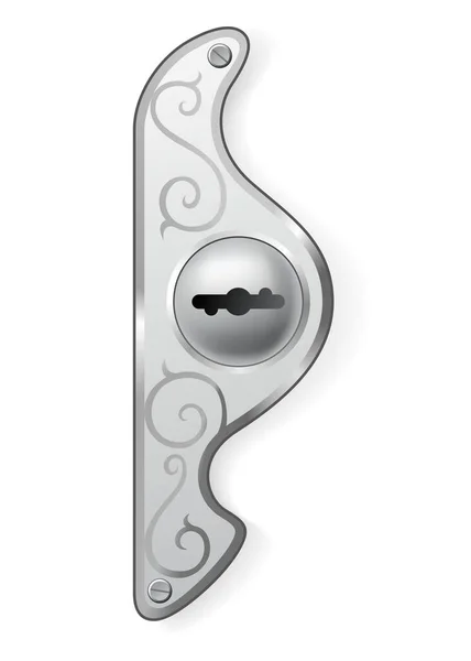 金属或钢制安全锁孔 模板的元素 基于白色背景的现实银或铬钥匙孔模型 — 图库矢量图片
