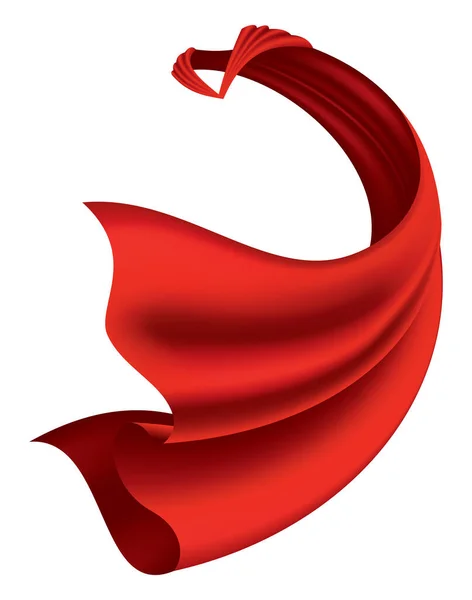 Supereroe Mantello Rosso Vista Frontale Mantello Seta Scarlatto Mantello Costume — Vettoriale Stock