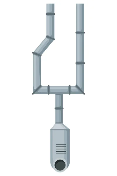Lüftungsrohr Entlüftungselement Isolierter Cartoon Teil Lüftungsanlage Stahlrohrdetailkonstrukteur Auf Weißem Hintergrund — Stockvektor