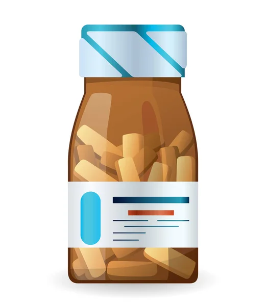 Pill Bottle Label Pills Medical Jar Pills Drugs Tablets Capsules — Stock Vector