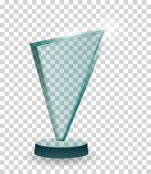 玻璃奖杯奖 3D获奖者奖来自透明的材料 获奖者奖杯 现实的挑战奖的象征 立柱上的水晶形状 — 图库矢量图片