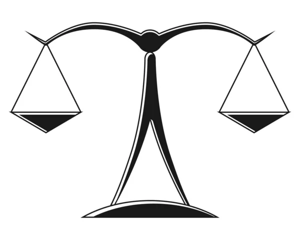 Skala Keadilan Siluet Timbangan Keseimbangan Mekanis Simbol Hukum Dan Keadilan - Stok Vektor