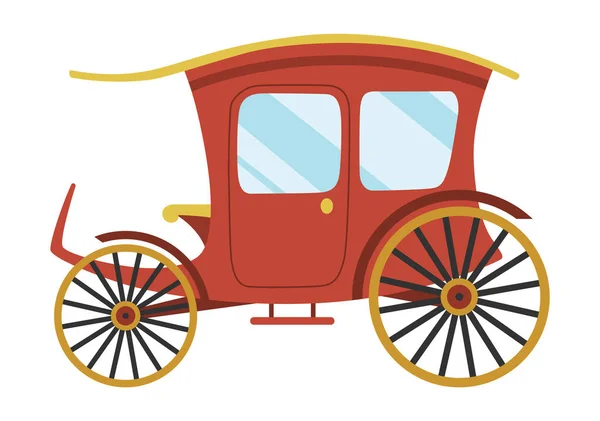 馬車漫画 古い車輪とヴィンテージ輸送 旅行のための王室のコーチ 戦車やワゴンのアンティーク輸送 タクシー 結婚式の馬車 レトロカートのアイコンデザイン — ストックベクタ