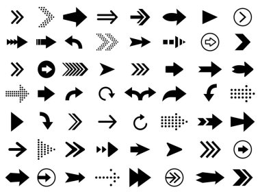 Arrow icon set. Modern simple arrows, cursor. Directional arrow flat style isolated on white background. Vector illustration.