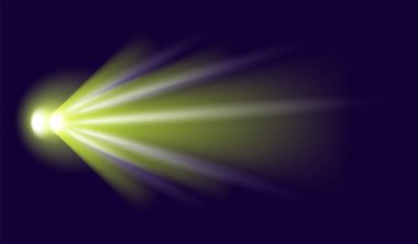 Meteor ya da kuyruklu yıldız. Neon uzay uçan göktaşı ya da asteroid, gerçekçi vektör çizimi. Meteor yangını izleri izole edildi. Gece gökyüzünde parlayan gaz ve toz bulutu kuyrukları.