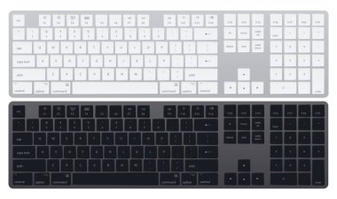 Computer keyboards. Laptop isolated gray and black key button board for digital pc. Modern image of computer keyboards. Flat vector illustration.